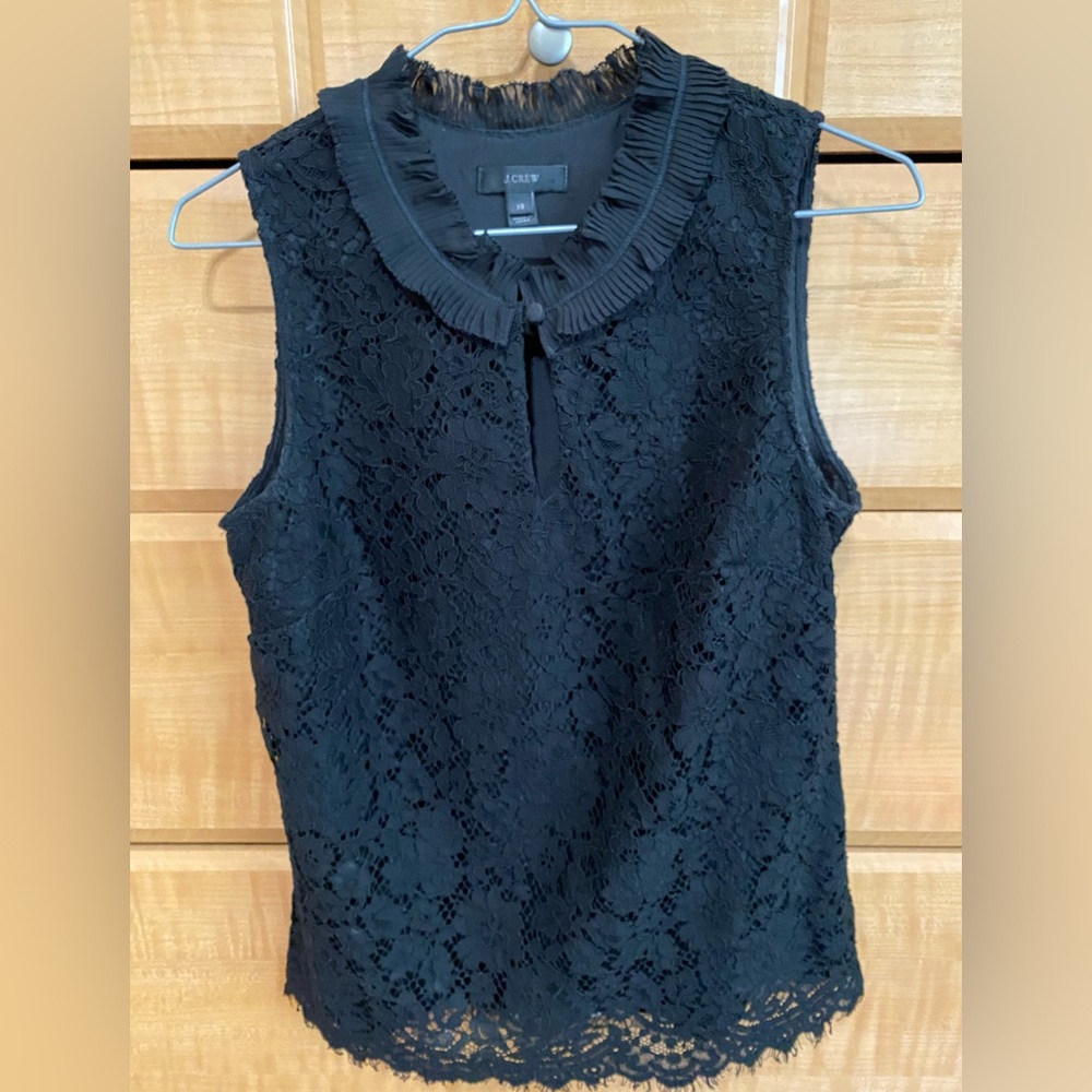 J Crew Sleeveless Black Lace Top XS